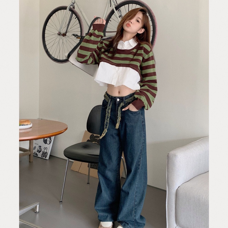 Áo Dệt Kim Chui Đầu Tay Dài Kẻ Sọc Thời Trang