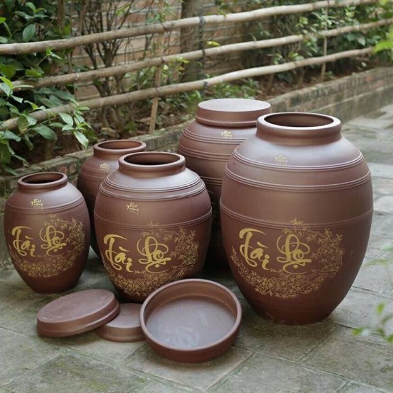 Vò ngâm rượu,Chum sành ngâm rượu tài lộc từ 10 đến 50l hàng chính hãng Bát Tràng Việt Nam