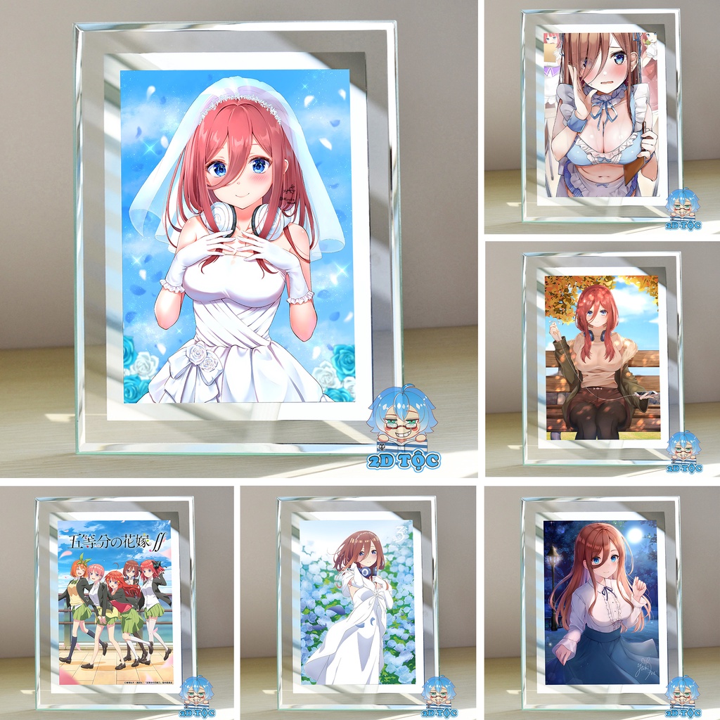 Khung ảnh kính Nakano Miku (4) Anime Manga NHÀ CÓ 5 NÀNG DÂU kích thước A4 A5 13x18 by 2D Tộc Shop