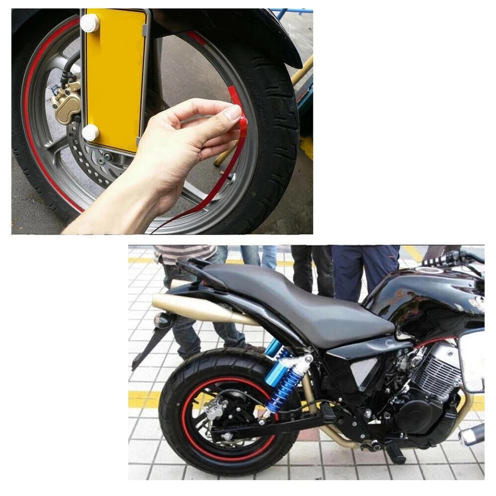 Miếng dán viền bánh xe phản quang họa tiết kẻ sọc 2LIFE dành cho xe máy Kawasaki/ HONDA
