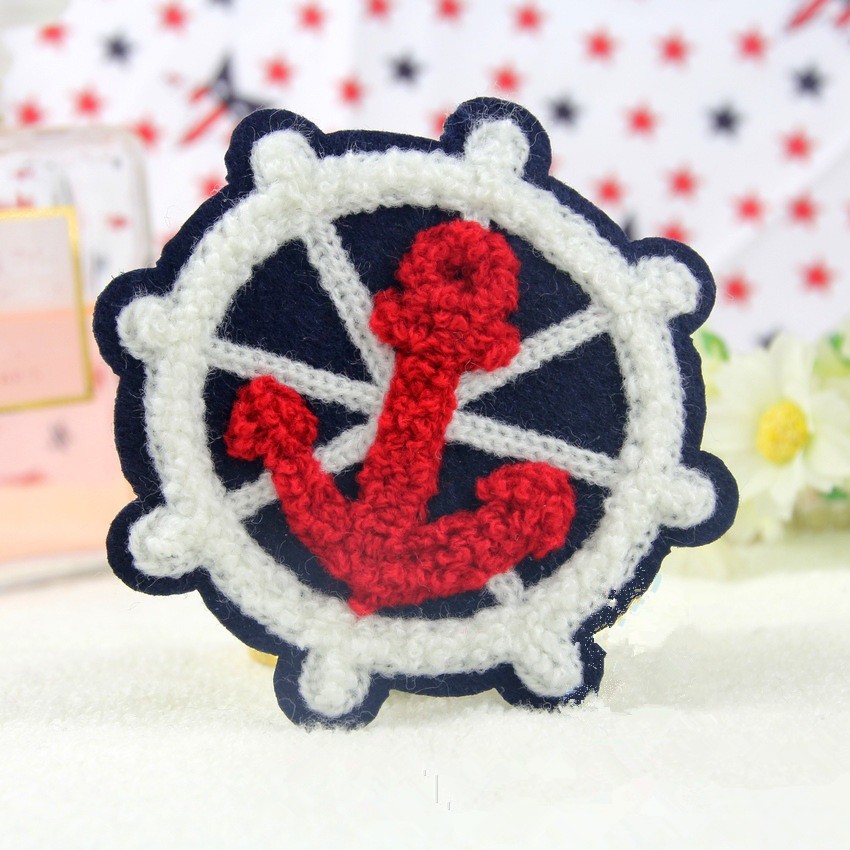Sticker ủi thêu hình bánh lái mũi neo