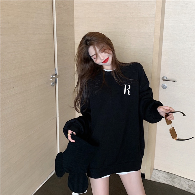 Áo sweater IELGY mỏng dáng rộng in chữ phong cách Nhật Bản hợp thời trang