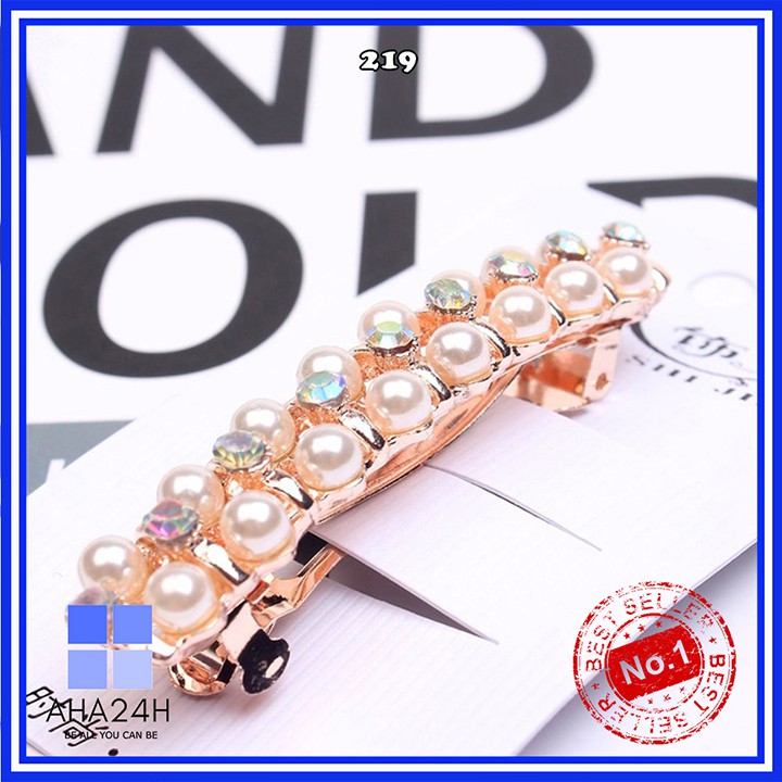 KẸP TÓC NGỌC TRAI NHÂN TẠO MIX ĐÁ ĐƠN GIẢN CÁ TÍNH AH219