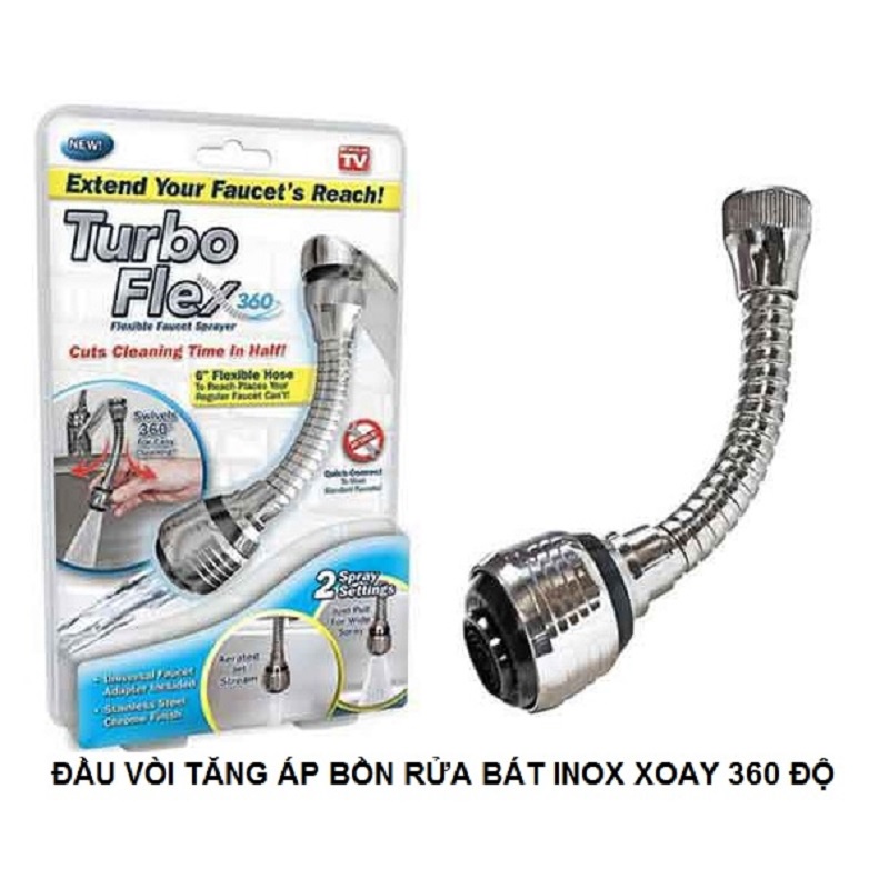 Vòi Tăng Áp Rửa Bát Chén Xoay 360 Độ Chất Liệu Inox Nối Dài Với Vòi Nước Bồn Rủa Bát