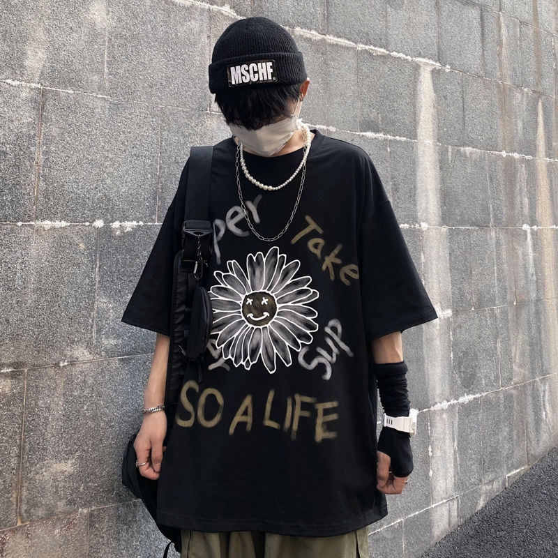 Áo ngắn tay dáng suông phong cách hiphop thời trang hàn quốc | BigBuy360 - bigbuy360.vn