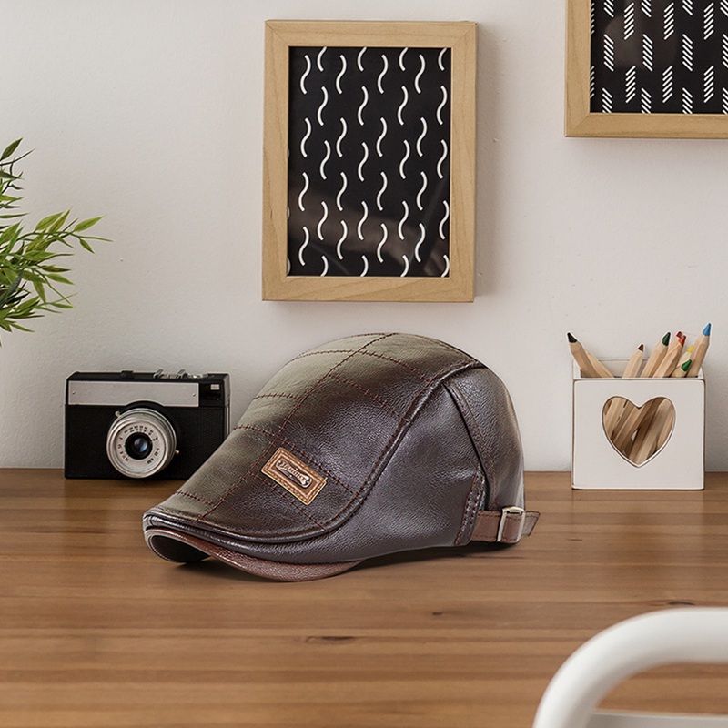 Mũ beret bằng da phong cách cổ điển cá tính cho nam