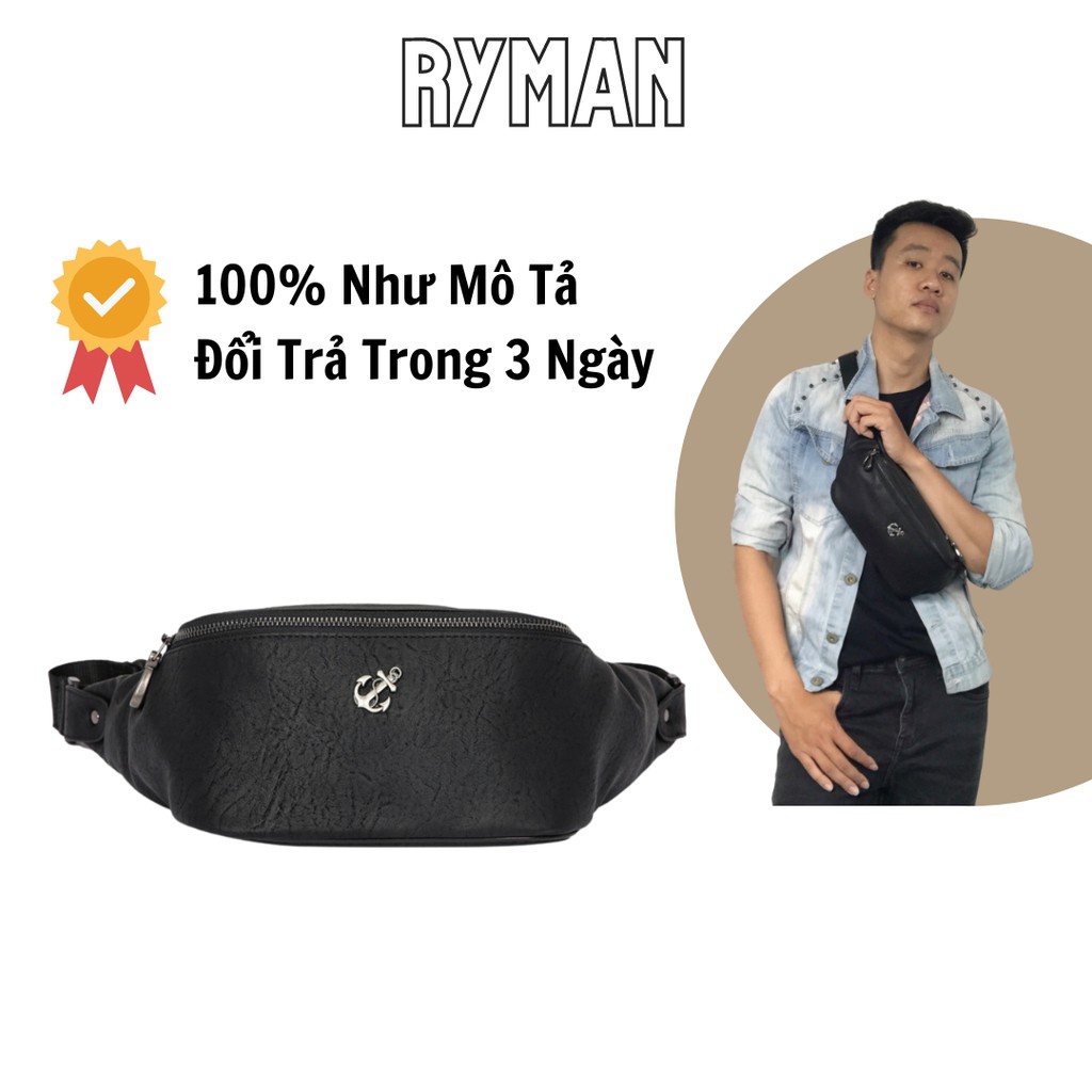 Túi Bao Tử Đeo Ngực Nam Màu Đen Da PU Mềm Mại Phong Cách Hàn Quốc Chất Lượng Cao Cấp Chính Hãng Bền Đẹp Chống Thấm Nước