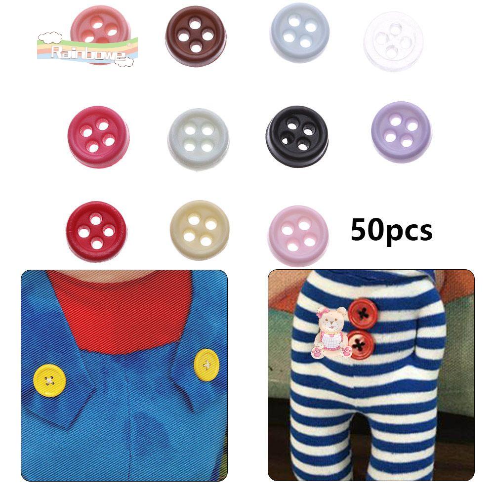 Set 50 nút nhựa 6mm màu sắc kẹo ngọt dễ thương dùng để may quần áo búp bê