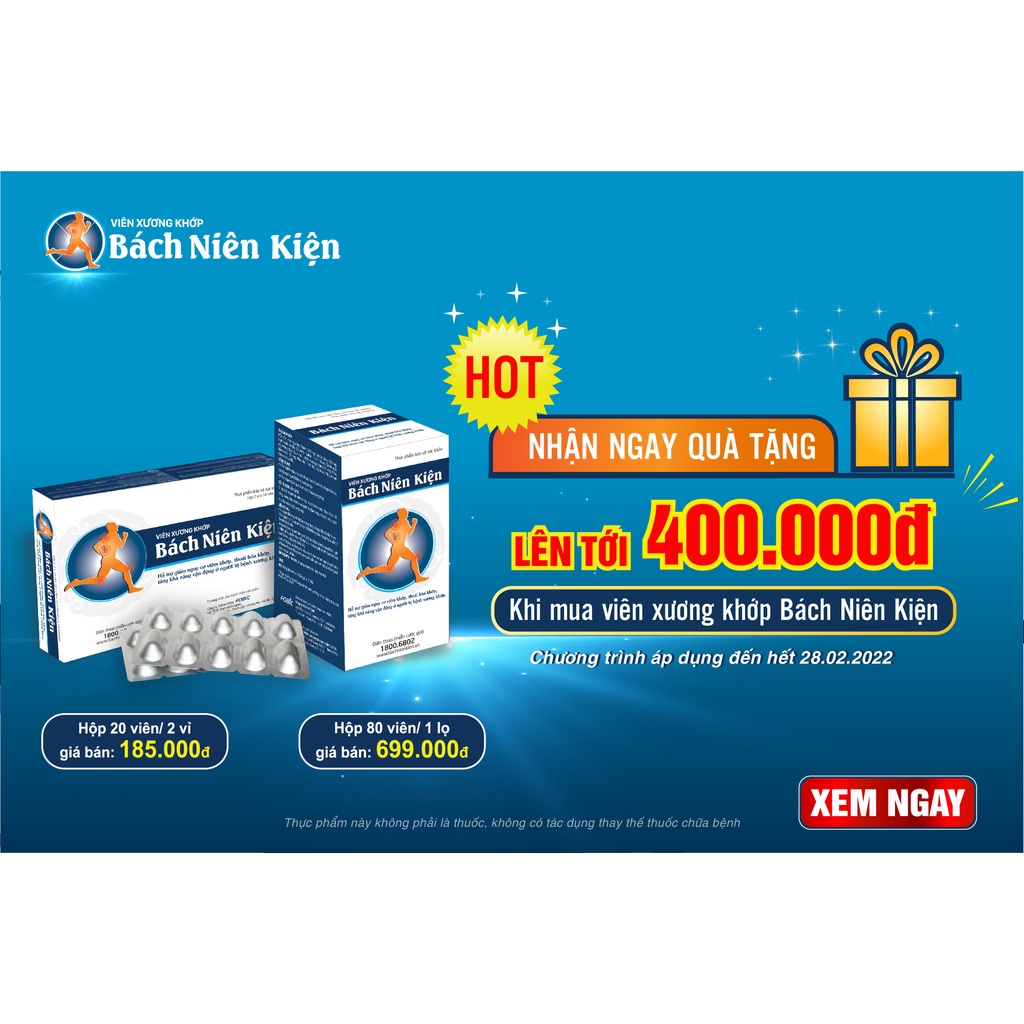 Viên xương khớp Bách Niên Kiện -hỗ trợ thoái hóa khớp, đau khớp