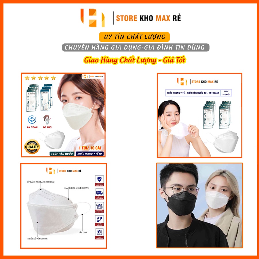 Set 50 Chiếc Khẩu Trang 4 Lớp Hàn Quốc, Chống Bụi Mịn Và Kháng Khuẩn Hàng Cao Cấp