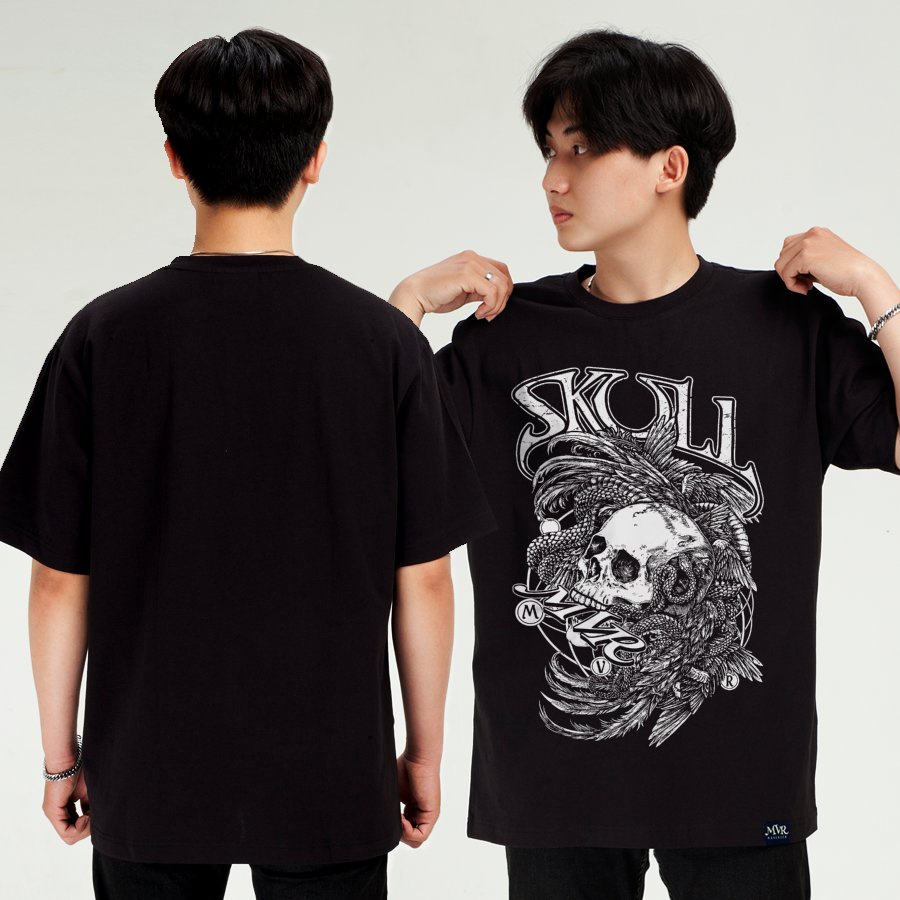 Ao thun unisex skull phong cách ngầu chất MVR size rộng tee Mỹ BB4108