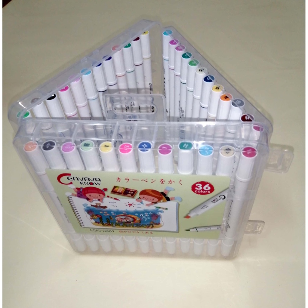 Bút Vẽ Marker Mike 2 Đầu Cenvava, 12-18-24-36 Màu, Bút Màu Sắc Tươi Sáng, Hộp Đựng Tiện Lợi.