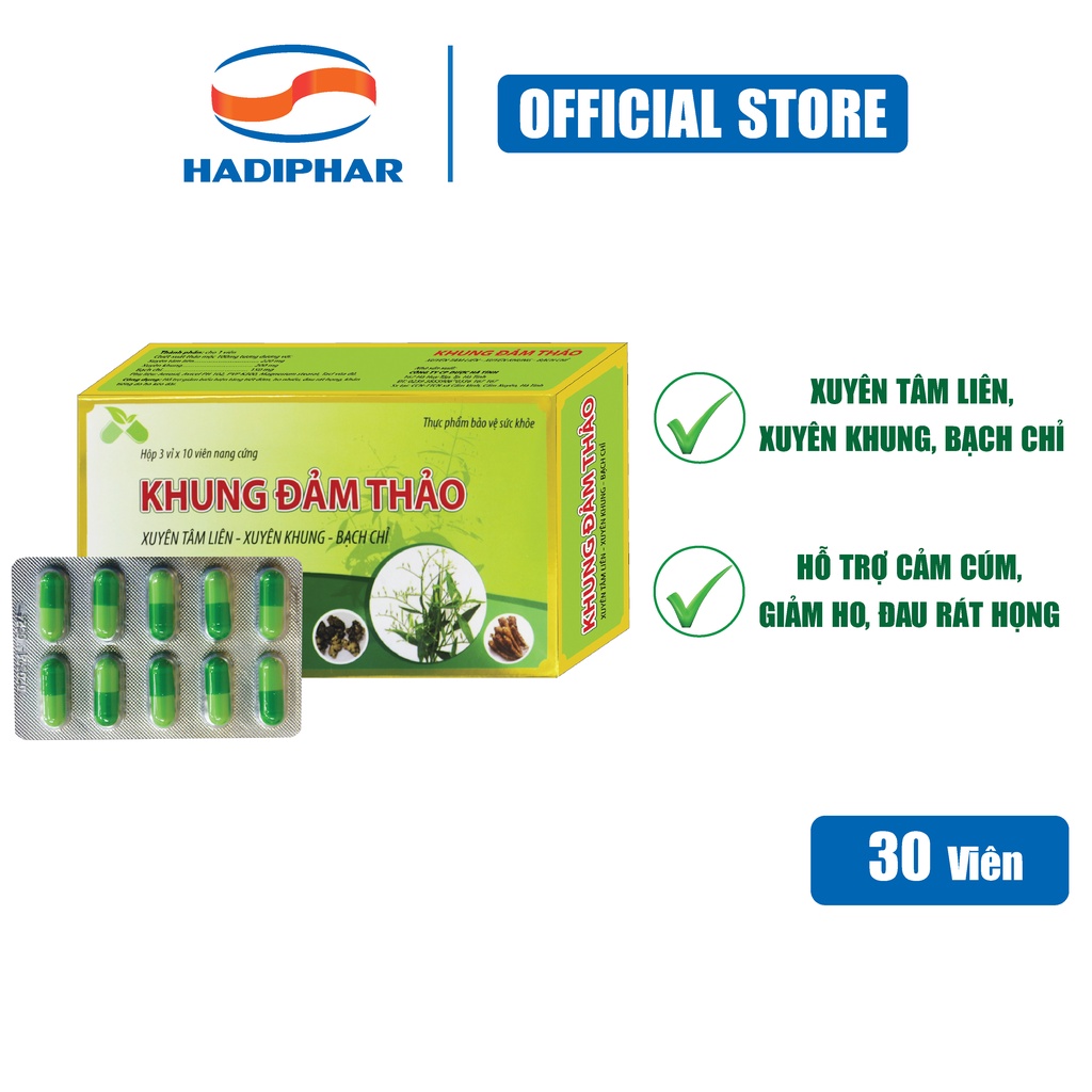 Viên uống xuyên tâm liên Khung đảm thảo hỗ trợ cảm cúm giảm ho đau rát họng (30 viên)