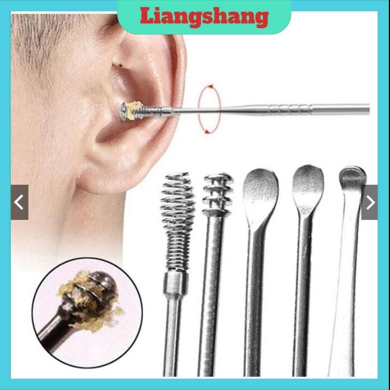 Bộ Dụng Cụ Ngoáy Tai Lấy Ráy Tai 6 Món Bằng Thép Không Gỉ Cao Cấp
