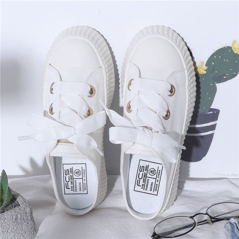 Giày Lười Canvas Không Gót Phong Cách Hàn Quốc Thời Trang Xuân Hè 2021 Cho Nữ