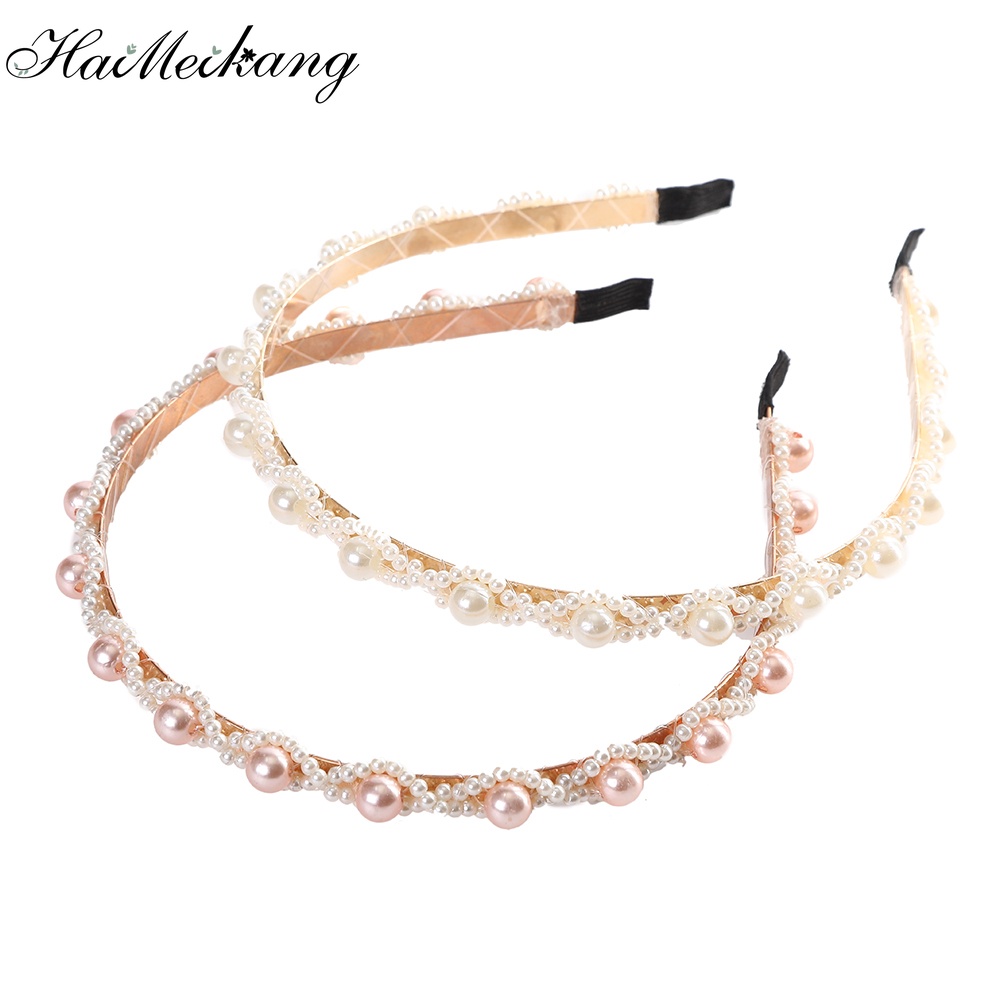 Băng đô cài tóc Haimeikang đính ngọc trai nhân tạo phong cách Hàn Quốc thời trang cho nữ