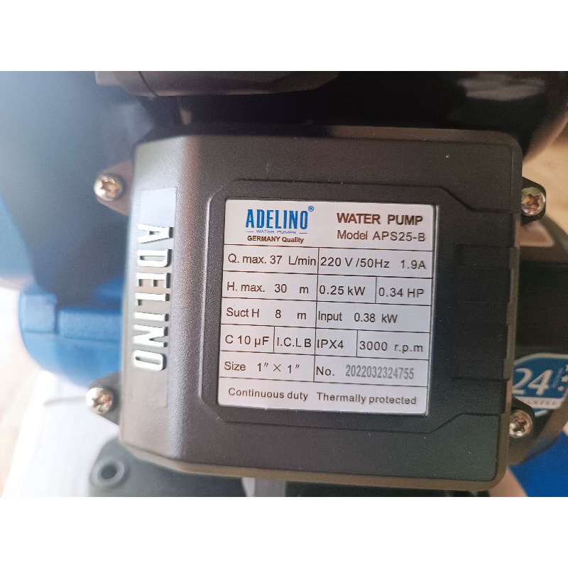 Máy bơm tăng áp điện tử Adelino 250W Bảo hành 12 tháng