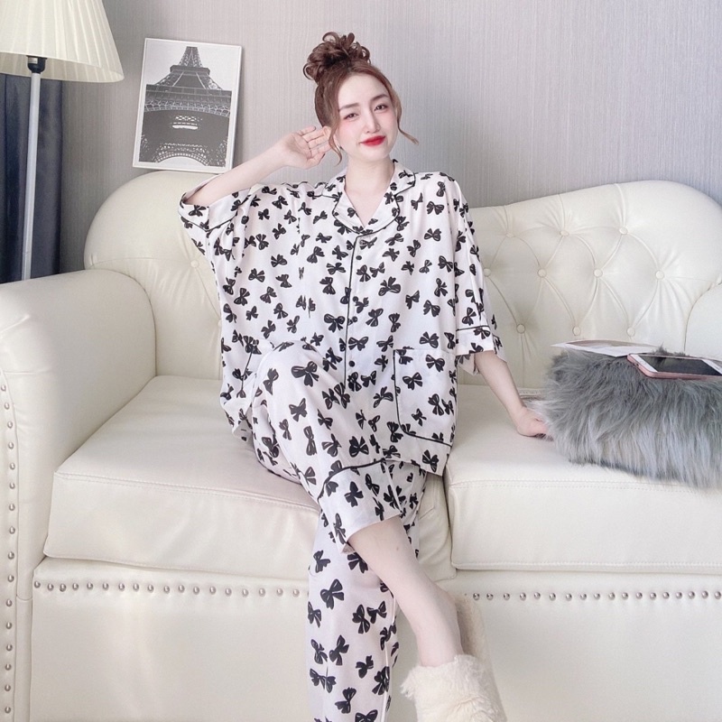 Đồ bộ nữ Lụa Nhật form rộng chất mát, Đồ mặc nhà pijama (Bigsize 50-110kg)