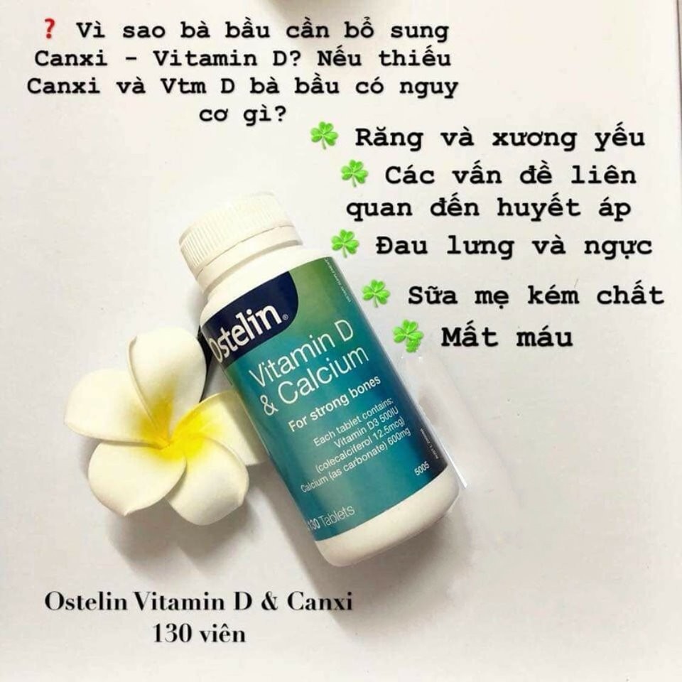 Viên Uống Bổ Sung Canxi, phòng ngừa loãng xương Ostelin Vitamin D & Calcium For Strong Bones 130 Viên