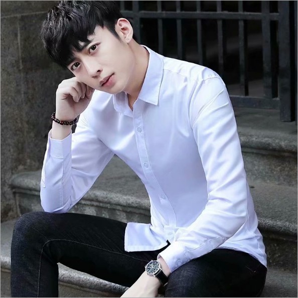 Áo sơ mi nam dài tay, chất liệu cotton poly, với from slimfit đuôi tôm chuẩn đẹp, thiết kế đơn giản cuốn hút