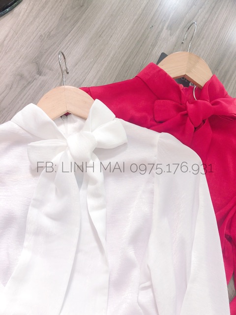 ✨LỤA TUYẾT✨ Sơ mi lụa tằm nơ cổ 2 màu,xám,trắng
