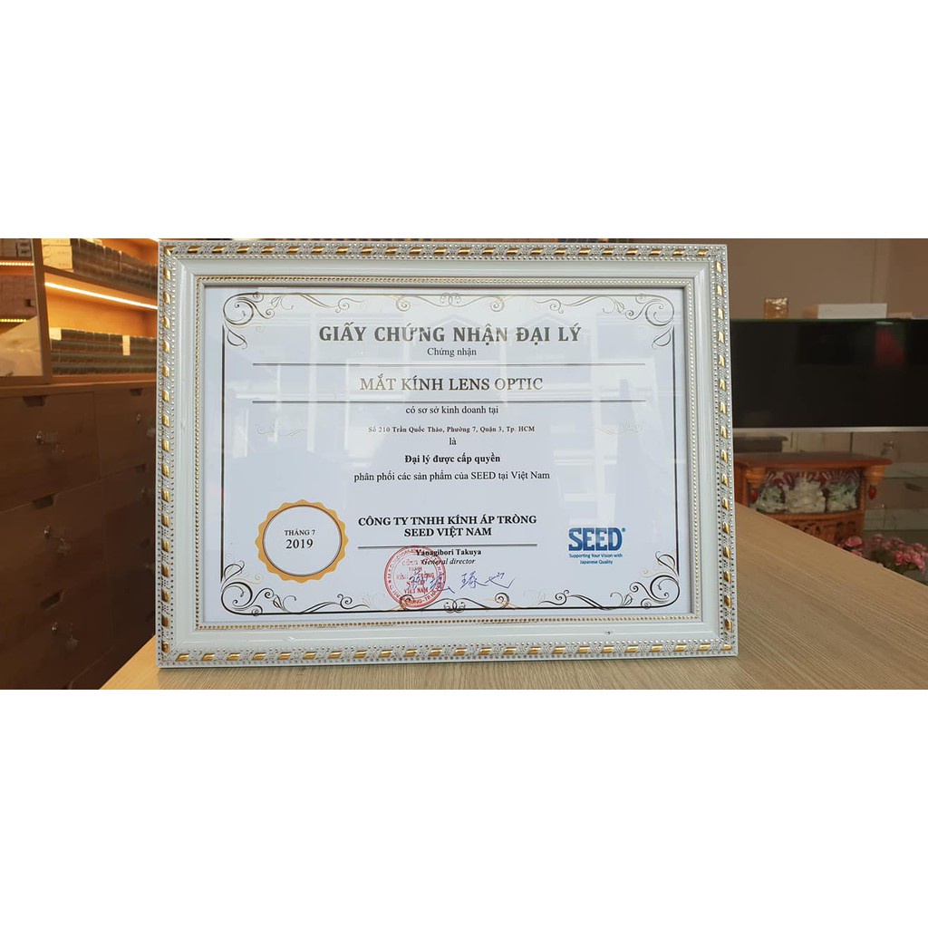 Kính áp tròng 1 tháng SEED có màu Pink Brown có độ cho mắt cận - Lens Optic