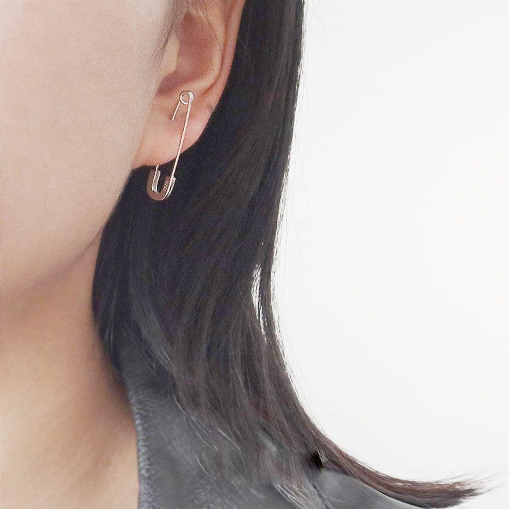 Khuyên Tai Hình Cây Ghim Ket1 Bằng Thép Không Gỉ Phong Cách Punk Rock