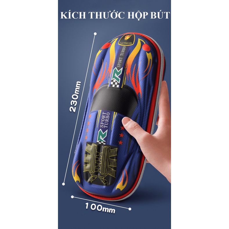 Hộp bút 3D in hình xe đua độc đáo kích thước lớn chống thấm nước phù hợp cho bé trai - VLHB05