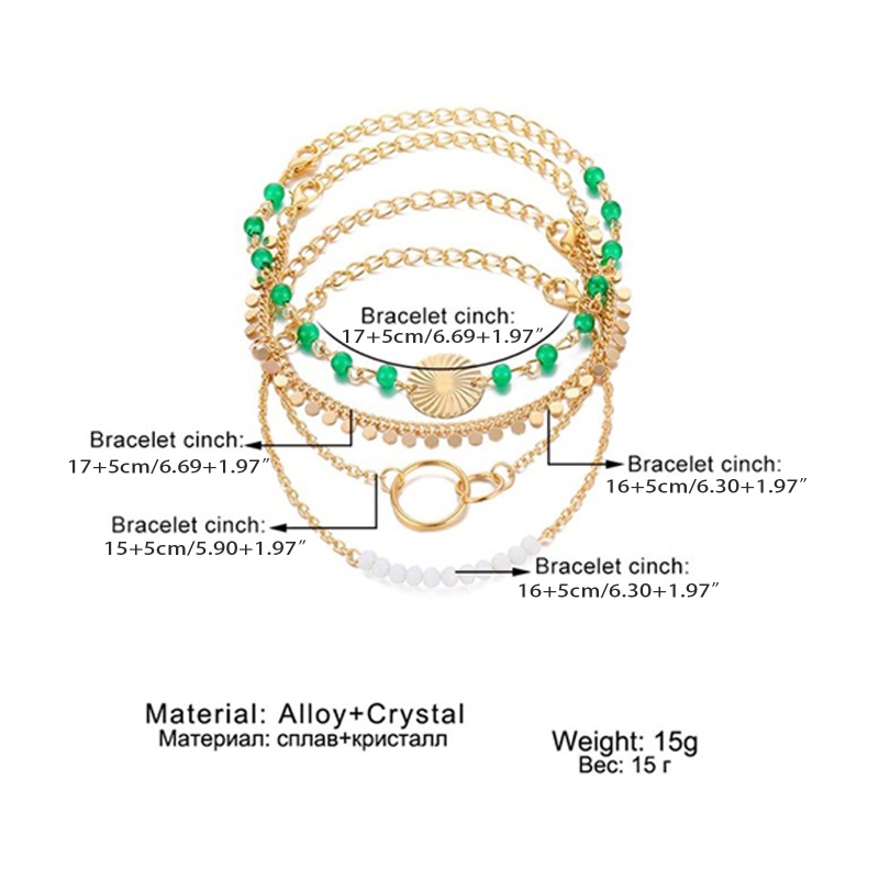 Flgo Set 4 Vòng Tay Chuỗi Hạt Mạ Vàng Nhiều Lớp Đơn Giản Mới Nhất