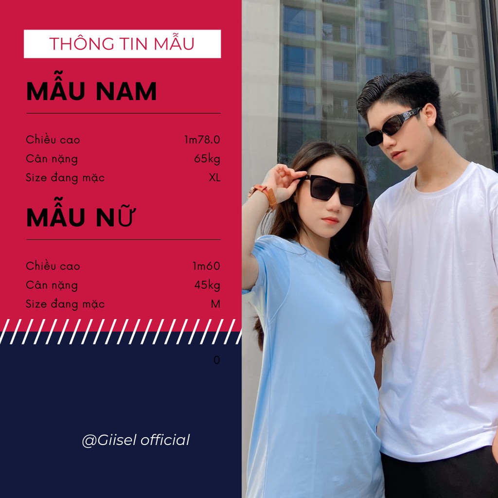 Áo phông thun nam nữ unisex cổ tròn cotton 1 màu trơn Giisel : trắng - đen - xanh