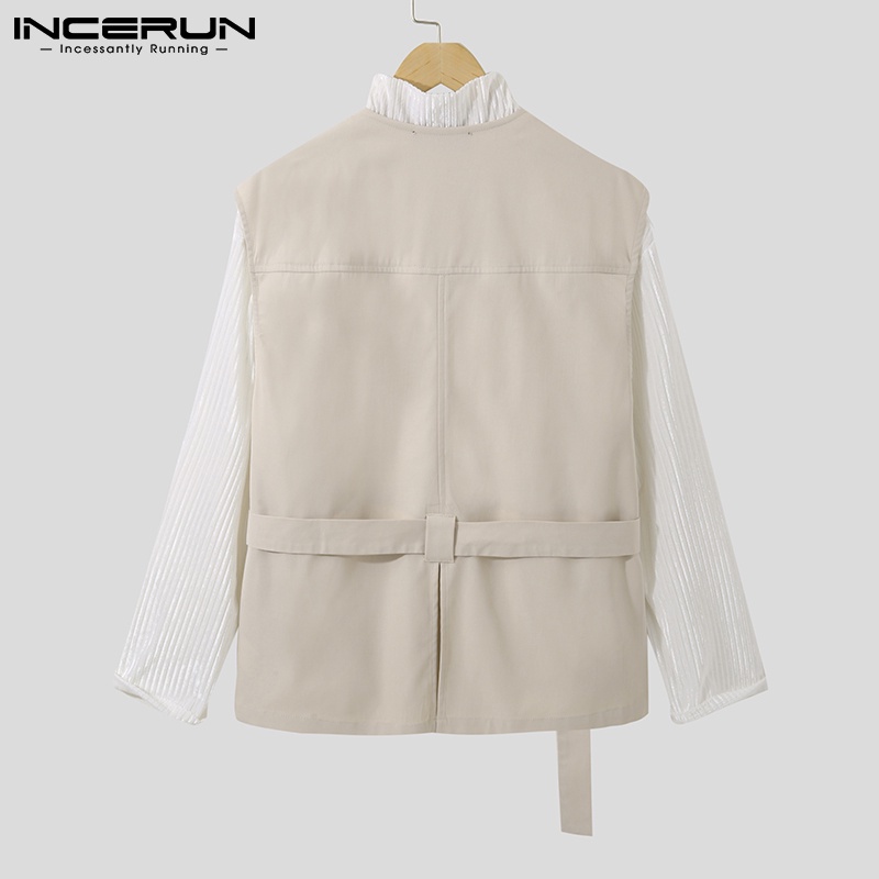 Áo nam INCERUN không tay kèm thắt lưng 2 màu thời trang