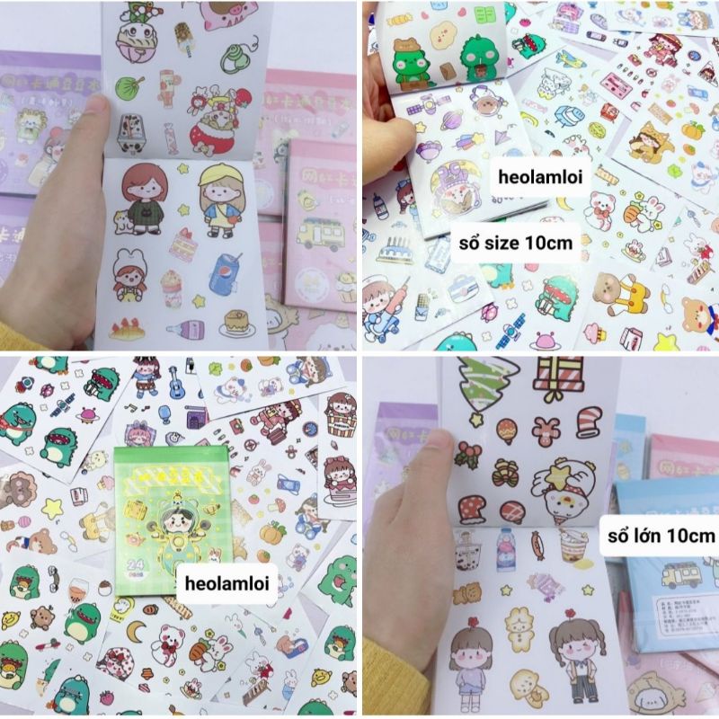 Cuốn sổ sticker lớn 24 trang rất dễ thương cỡ 10 cm, có clip, mã MQ-867