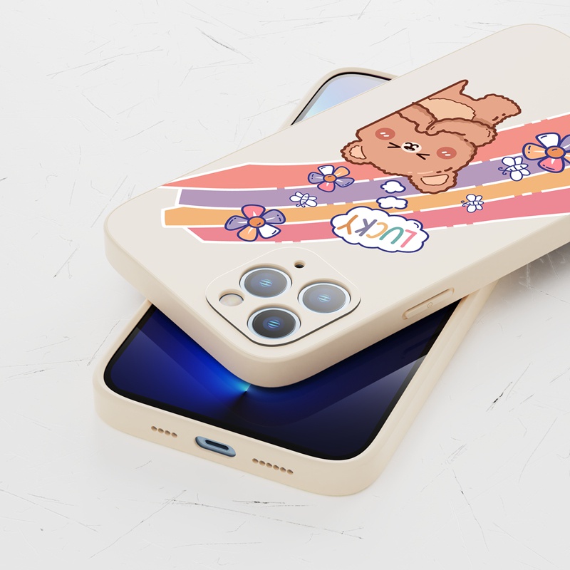 Ốp lưng iphone Ốp điện thoại SUNTAIHO silicone dẻo họa tiết gấu may mắn cho iPhone 13 12 11 Pro Max X XR XS Max 7 8 Plus 12Mini 13Mini