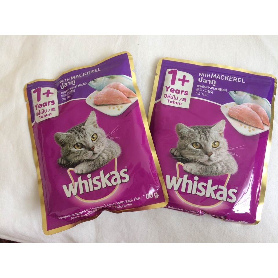 Pate túi cho mèo trưởng thành Whiskas 80g xuất xứ Thái Lan