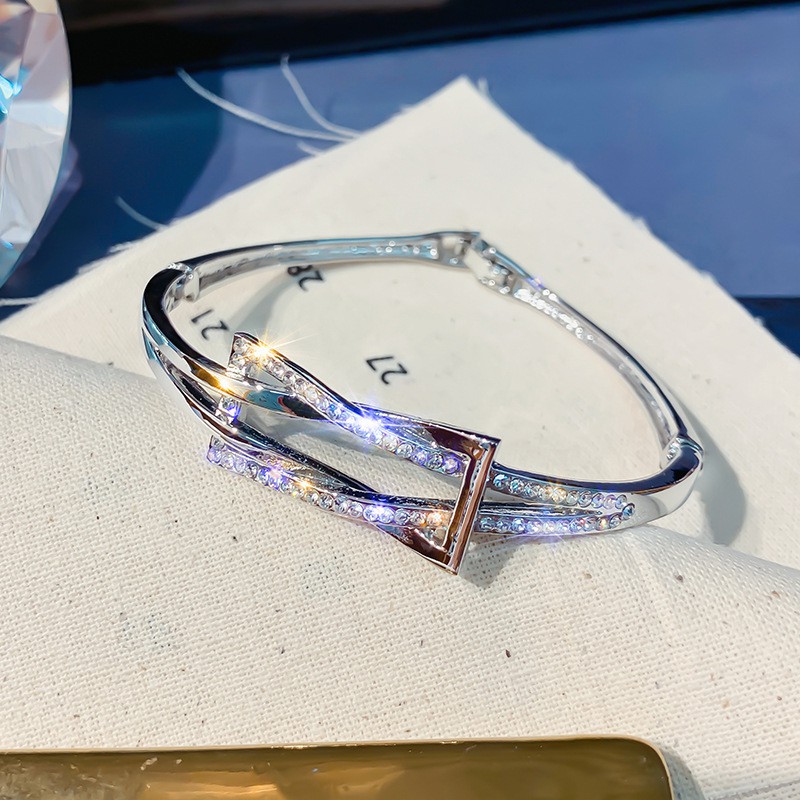 Vòng Tay Thép Titan Đính Đá Kim Cương Toàn Bộ Phong Cách Hàn Quốc Cho Nữ | BigBuy360 - bigbuy360.vn