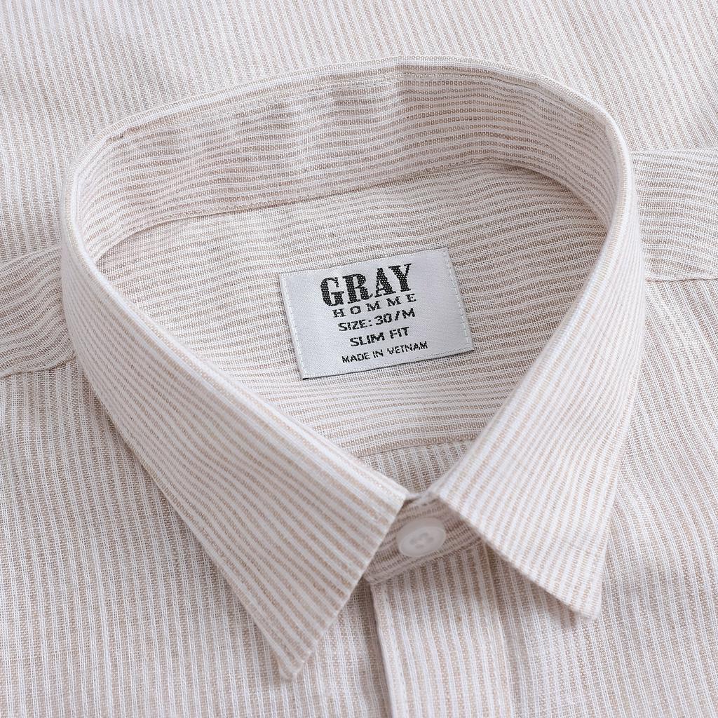 Áo Sơ Mi Nam Đũi Dài Tay GRSIMPLE Linen Kẻ Sọc Cá Tính Chất Vải Thoáng Mát