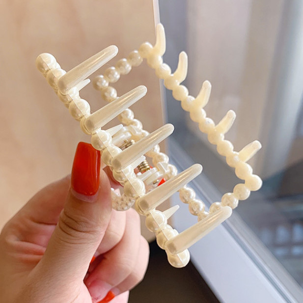 Kẹp tóc hình đuôi cá đính ngọc trai giả phong cách Hàn Quốc