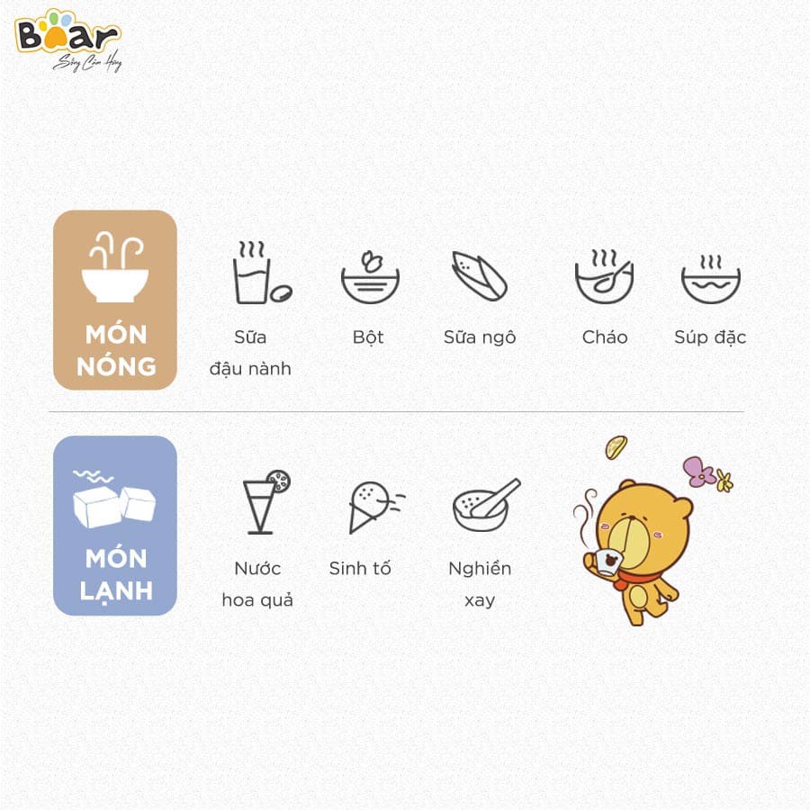 Máy Làm Sữa Hạt, Nấu Sữa Đậu Nành Bear 1,5L 8 Chế Độ Đa Năng Bảo Hành 12 Tháng - BAP