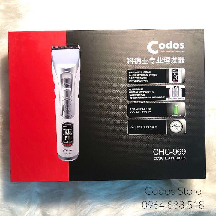 (CODOS CHC 969) Tông đơ cắt tóc cao cấp - Sạc siêu tốc không dây - Grooming Store