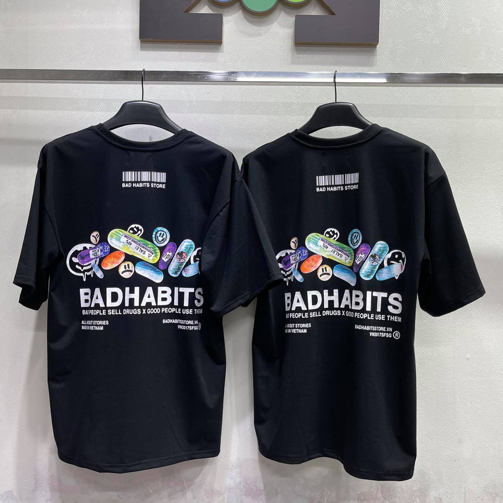 Áo thun bad habit Nam nữ Áo thun tay lỡ vải cotton form rộng - GIN STORE