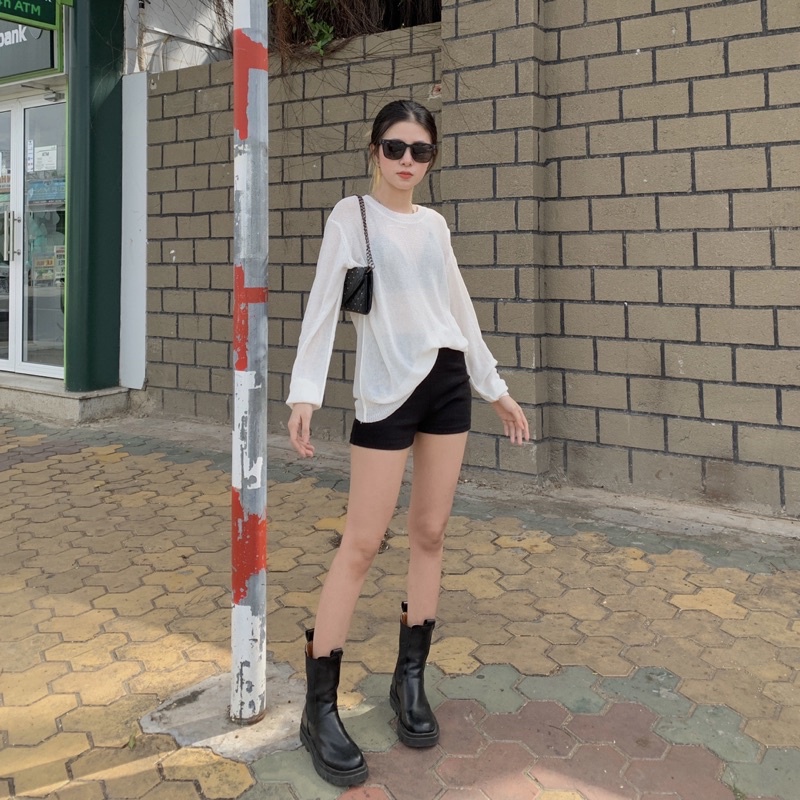 Áo dệt kim tay dài mỏng, kiểu rách lạ mắt, phong cách cá tính - Meadow