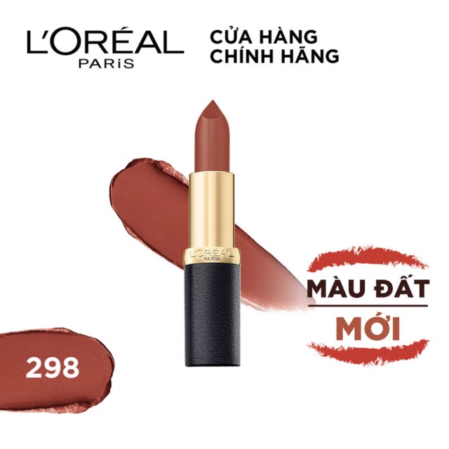 Son Lì Mịn Môi L'oreal 298 Brick Planet Màu Nâu Đỏ Gạch 3.7g