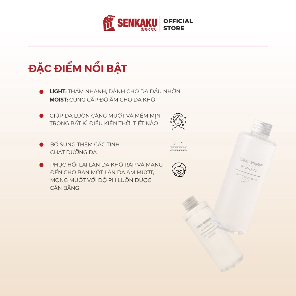 Toner nước hoa hồng Muji Light Toning Water cân bằng da 200ml Date tháng 8/2025
