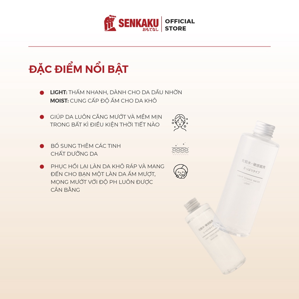 Toner Nước Hoa Hồng Muji Light Toning Water Cân Bằng Da 200ml