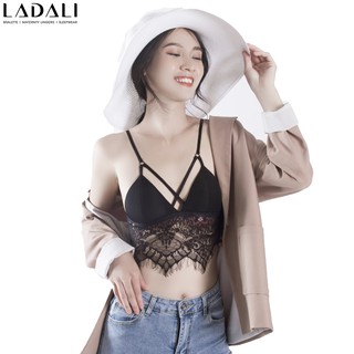Áo lót croptop ren bralette dây chéo ngực cá tính Ladali