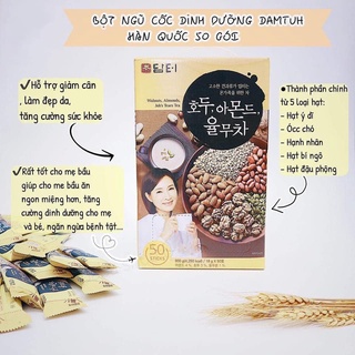 [ 5 Hạt Cao Cấp] Bột Ngũ Cốc Dinh Dưỡng Damtuh Hàn Quốc Hộp 50 Gói Tốt Cho Cả Nhà