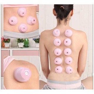 Bộ 6 Cốc Giác Hơi Hút Chân Không Mát Xa Cơ Thể Bằng Silicon Tiện Dụng
