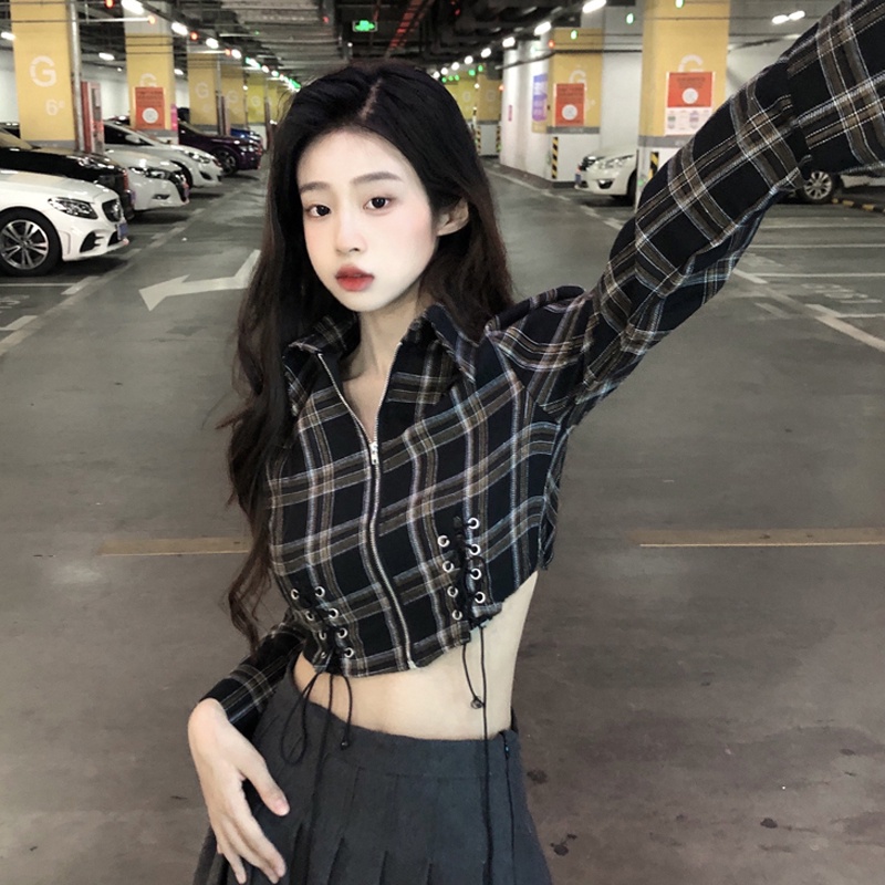 Áo Sơ Mi Tay Dài Cổ POLO Họa Tiết Kẻ Sọc Thời Trang Cao Cấp Cho Nữ