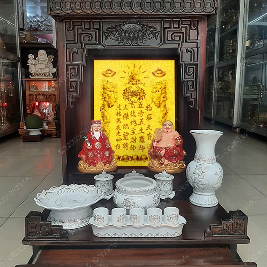 Đèn Hào Quang In Tranh Trúc Chỉ, Bài Vị Thần Tài Thổ Địa TC70, mẫu độc quyền tại Xưởng Tranh DecorNow