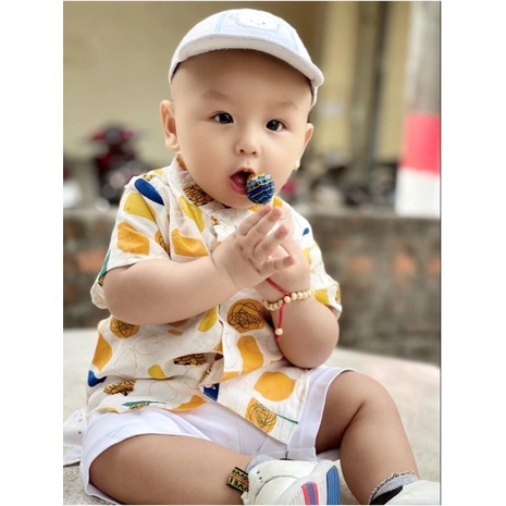 Bộ quần áo đi biển, đi chơi cho bé áo sơ mi tơ đũi quần short kaki thoáng mát Magickids Quần áo trẻ em mùa hè